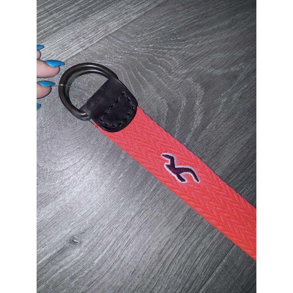 Hollister Woven Double D Ring y2K Belt Small Medium Orange‎